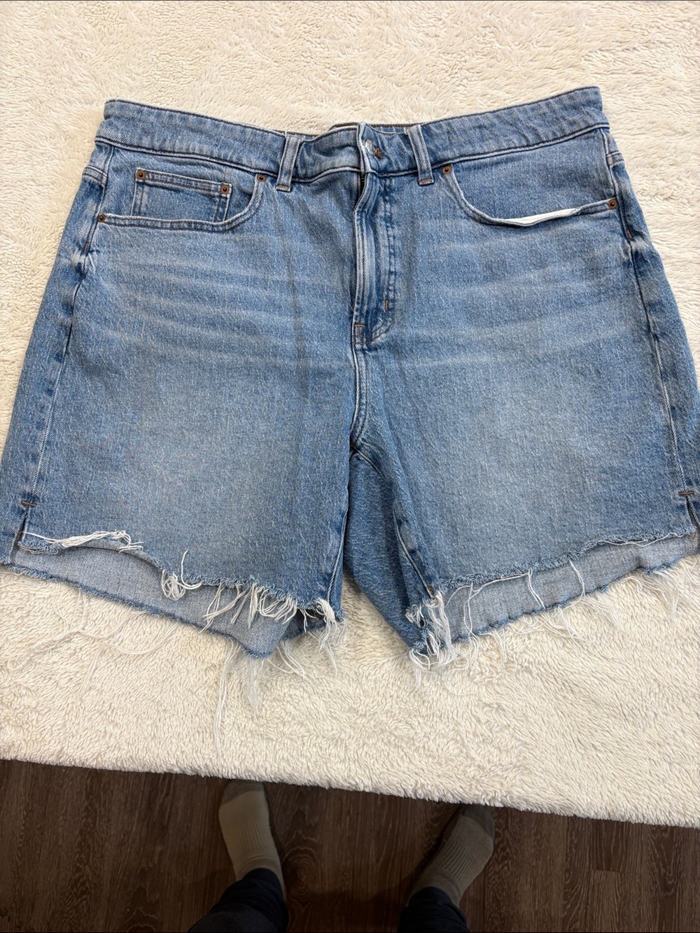 Madewell Light Blue Distressed Denim Cutoff Shorts